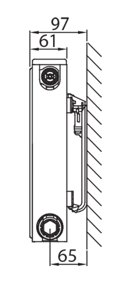 Stelrad Novello Profil-Ventilheizkörper Typ 11, BH 300mm, BL 400mm, rechts