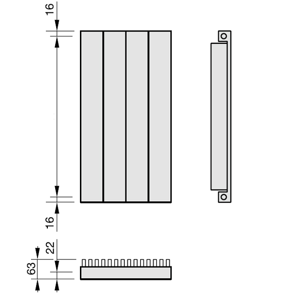 Zehnder Radiapanel, Heizwand Typ VL, mit Lammele, vertikal, BH 800mm, 3 Elemente