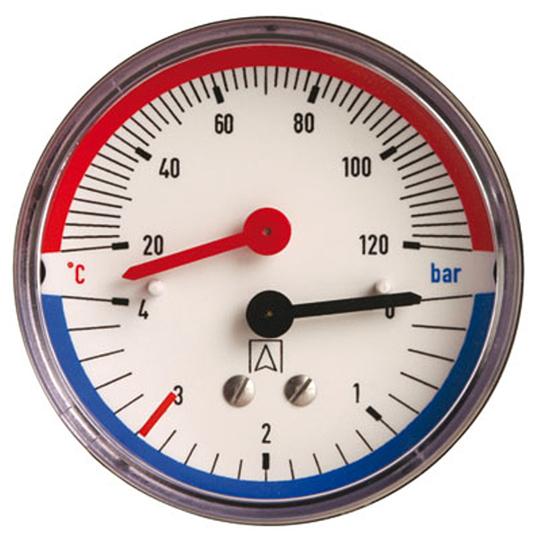 Wika Thermomanometer THM10, 80mm, G1/4xR1/2 4bar, 0-120Gr., ISO7, rückseitig