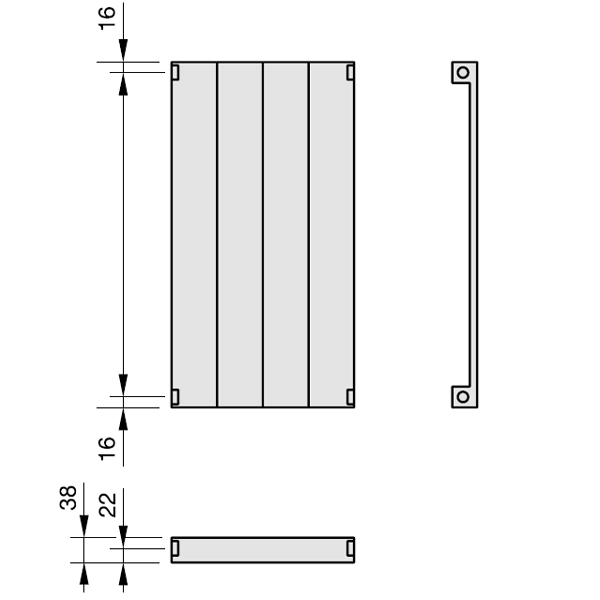 Zehnder Radiapanel, Heizwand Typ V, vertikal, BH 600mm, 2 Elemente