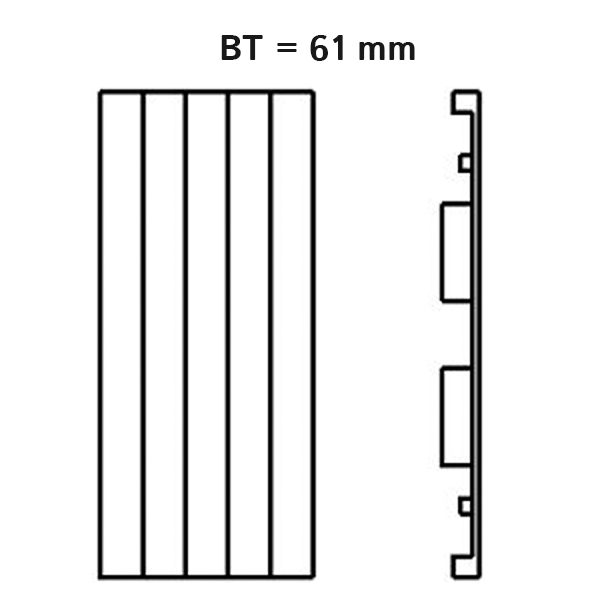 Kermi Heizwand vertikal Typ HVN11, lamelliert, seitl. Abdeckung, BH 1400mm, BL 280mm