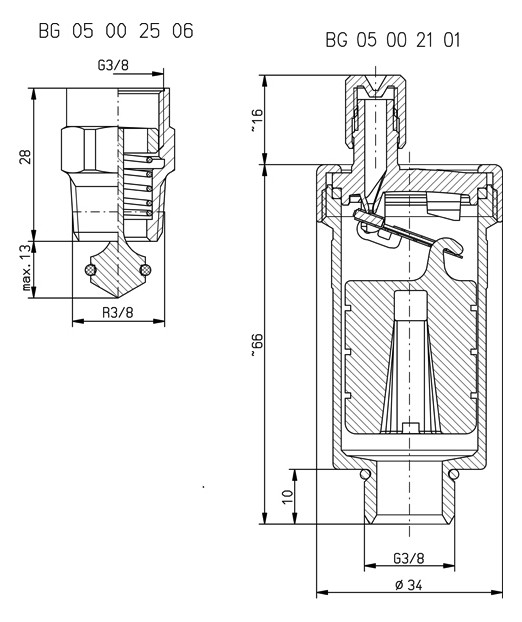 AHT Schnellentlüfter mit Montage- ventil DN 10 (3/8")