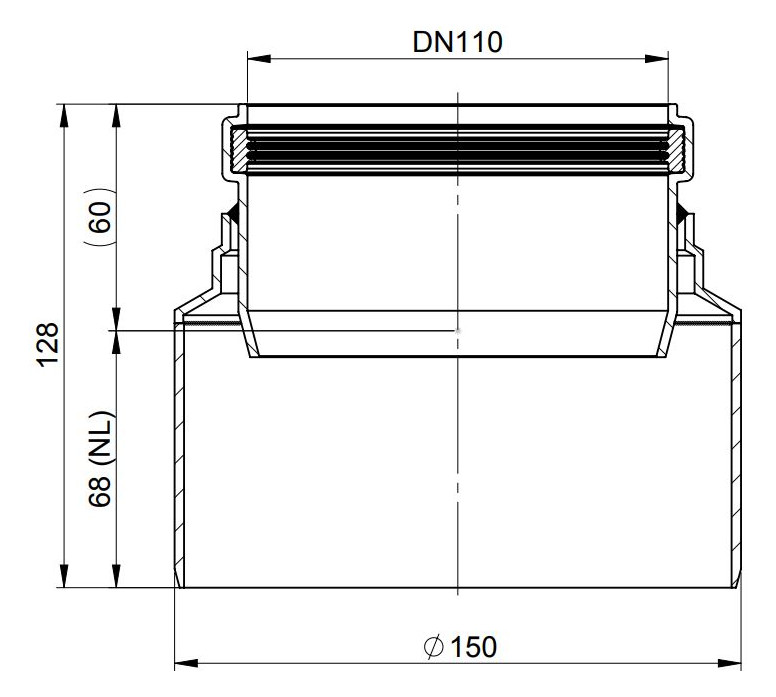 AHT Reduktion D150-DN110 zentrisch Nr.3104