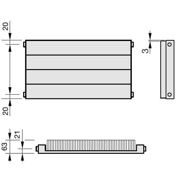 Zehnder Radiapanel, Heizwand Typ HL, mit Lamellen, horizontal, L 07, BH 70mm, BL 500mm