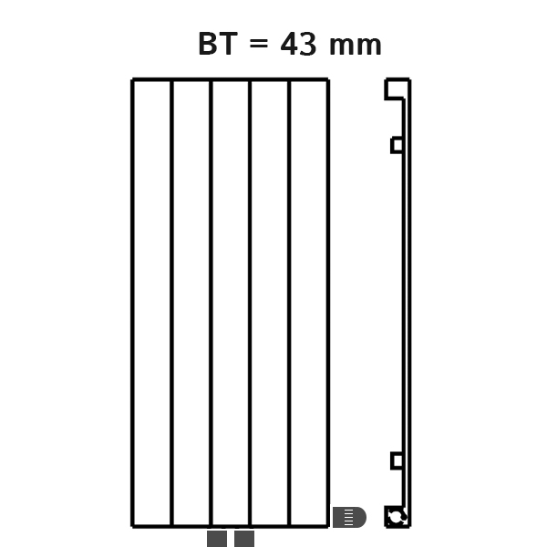 Kermi Ventil-Heizwand vertikal Typ HVV10, BH 800mm, BL 1680mm