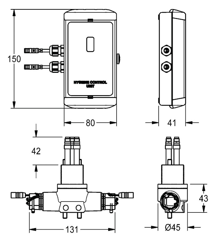 KWC FA Hygieneeinheit für F5L Einhebel-Standbatterien, 100mm # ACLX1001